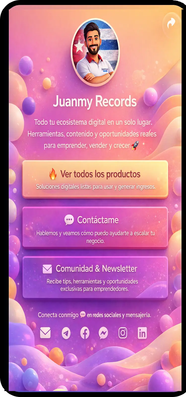 Captura de pantalla de ejemplos de página de biolink